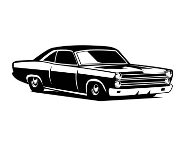 Ford Torino kobra araba siluetinin vektör çizimi. yalıtılmış beyaz arkaplan görüntüsü. Araba endüstrisi, logo, rozet, amblem, simge, etiket tasarımı, gömlek tasarımı için en iyisi