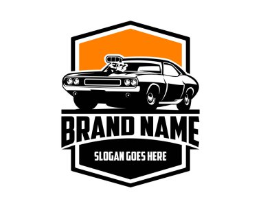 1969 model Dodge Super Bee. Siluet vektör çizimi. yalıtılmış beyaz arkaplan görüntüsü. Logo, rozet, amblem, simge, çıkartma tasarımı, gömlek tasarımı için en iyisi. 10 OS içinde kullanılabilir
