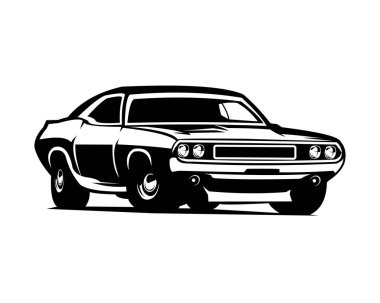 Eski Dodge Super Bee arabası. Tarzı olan ön manzara, efsanevi araba vektör tasarımı. yalıtılmış beyaz arkaplan görüntüsü. Logolar, rozetler, amblemler için en iyisi.
