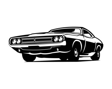 1969 model Dodge Super Bee arabasının vektör çizimi. Silüet vektör tasarımı. Logo, rozet, amblem, simge, tasarım çıkartması, klasik araba endüstrisi için en iyisi.