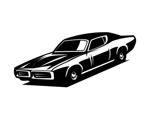 1969年 スーパーハチ車 デリバティブなスタイルで前面から示す孤立した白い背景 バッジ エンブレム アイコン ステッカーデザイン 自動車業界 Tシャツデザインに最適です Eps — ストックベクタ