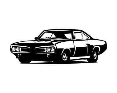  1969 Dodge Super Bee klasik araba çizimi. Vektör silueti. Logolar, amblemler, rozetler için en iyisi. 10 OS içinde kullanılabilir