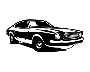 1974 model süper arı vektör logosu. Yandan izole edilmiş beyaz arkaplan görüntüsü ve günbatımı gökyüzü manzarası. Amblemler, rozetler ve klasik araba endüstrisi için en iyisi..