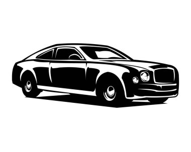 Bentley Mulsanne arabası. Tarzı olan ön manzara, efsanevi araba vektör tasarımı. yalıtılmış beyaz arkaplan görüntüsü. Logolar, rozetler, amblemler için en iyisi.
