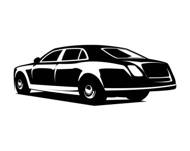  Bentley Mulsanne araba vektör çizimi. Silüet vektör tasarımı. Logo, rozet, amblem, simge, tasarım çıkartması, klasik araba endüstrisi için en iyisi.