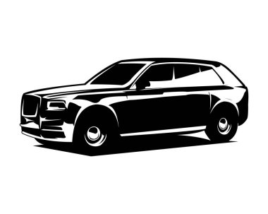 Rolls-Royce hayalet logosu. Yandan izole edilmiş beyaz arka plan. Rozet, amblem, simge, etiket tasarımı için en iyisi