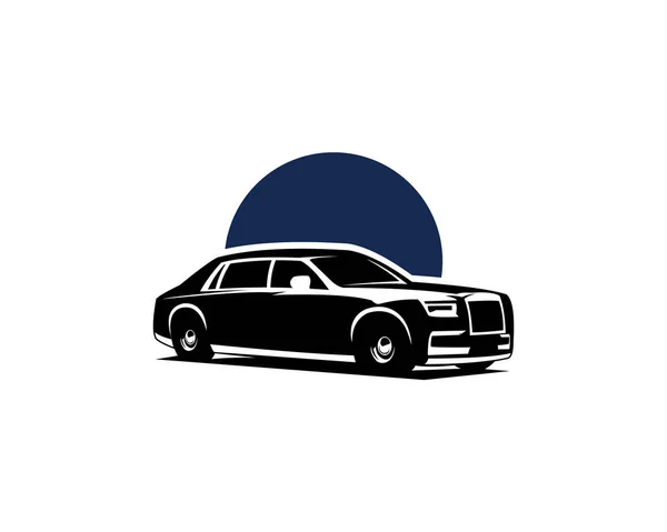 Rolls-Royce hayaleti beyaz arka planı izole etti ve yan taraftan çarpıcı mavi bir gökyüzü görüntüsü göründü. Logo, rozet, amblem, simge, çıkartma tasarımı için en iyisi. 10 OS içinde kullanılabilir