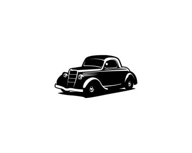 1932 Ford coupe. Önden gösterilen izole beyaz arkaplan. Premium vektör tasarımı. logo, rozet, amblem, simge, etiket tasarımı için en iyisi