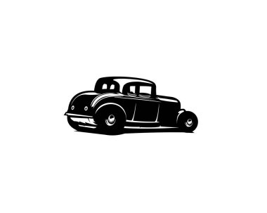 1932 Ford coupe silueti. Yandan gösterilen izole beyaz arkaplan. Logo, rozet, amblem, simge, çıkartma tasarımı için en iyisi. 10 OS içinde kullanılabilir