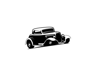 Ford Caupe 1932. İzole amblem, rozet, ikon, çıkartma tasarımı, klasik araba endüstrisi. Yana doğru çarpıcı bir şekilde görünün. 10 OS içinde kullanılabilir