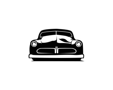 1932 Ford caupe silueti. Logo, rozet, amblem, simge, tasarım çıkartması, klasik araba endüstrisi için izole edilmiş. 10 OS içinde kullanılabilir