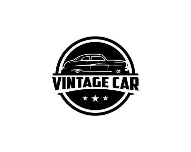 1949 model Murcury Coupe arabası. Yandan izole edilmiş beyaz arka plan, logonun çarpıcı bir görüntüsüyle görünüyor. logo, rozet, amblem, simge, etiket tasarımı için en iyisi