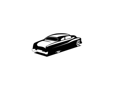 1949 model civa coupe. Yan izole edilmiş beyaz arkaplandan siluet vektör tasarımına bak. Logolar, rozetler, amblemler için en iyisi.