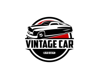 1949 model Murcury Coupe logosu ön planda görülen beyaz arka planda izole edilmiş. 10 OS içinde vektör illüstrasyonu kullanılabilir.