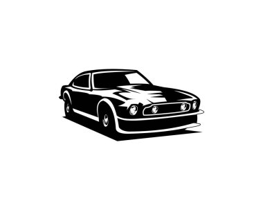 1964 Aston Martin arabası. Klasik araba logosu silueti. yalıtılmış beyaz arkaplan görüntüsü. Logo, rozet, amblem, simge, etiket tasarımı için en iyisi