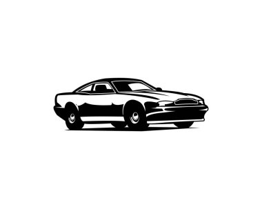 Aston Martin V8 coupe siluet. Yandan güzel bir şekilde izole edilmiş. Logolar, rozetler, amblemler için en iyisi..