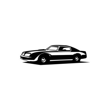 1977 Pontiac. Klasik araba logosu silueti. yalıtılmış beyaz arkaplan görüntüsü. Logo, rozet, amblem, simge, etiket tasarımı için en iyisi