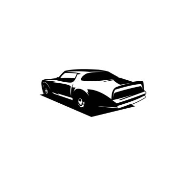 Arkadan gösterilen eski bir 1977 Pontiac Amerikan arabasının izole edilmiş vektör çizimi. Rozet, simge ve çıkartma tasarımı için en iyisi.