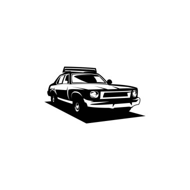 Bluesmobile araba vektör silueti. Premium vektör tasarım ön görünümü ile izole. Logo, rozet, amblem, simge, çıkartma tasarımı için en iyisi. 10 OS içinde kullanılabilir