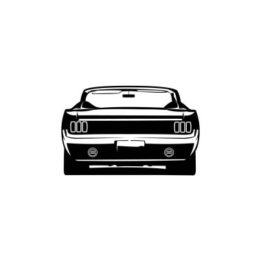 Üstü açık Mustang izole edilmiş vektör kenarı çizimi. Otomotiv endüstrisi için en iyisi