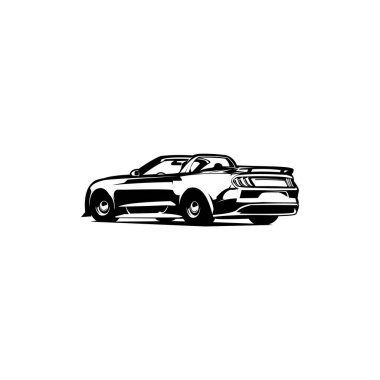 Eski Ford Mustang gt araba vektör tasarımı. Arkadan izole edilmiş beyaz arkaplan görüntüsü. Araba endüstrisi, logo, rozet, amblem, simge ve etiket tasarımı için en iyisi.
