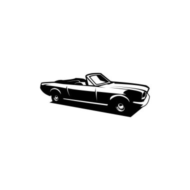 1966 Ford Mustang arabası. Tarzı olan ön manzara, efsanevi araba vektör tasarımı. yalıtılmış beyaz arkaplan görüntüsü. Logolar, rozetler, amblemler için en iyisi.