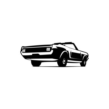 1966 Ford Mustang arabasının silüetinin vektör çizimi. Aşağıdan izole edilmiş beyaz arkaplan görüntüsü. logo, rozet, amblem, simge, etiket tasarımı için en iyisi.