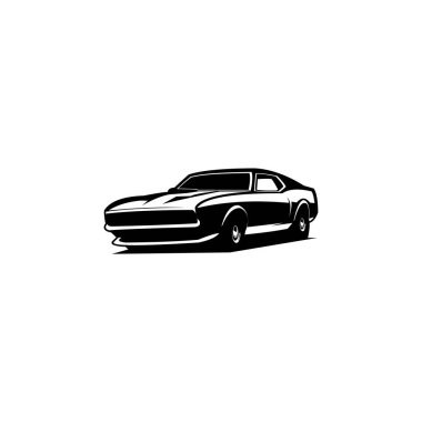 İzole vektör illüstrasyon Mustang araba logosu silueti. Logo, rozet, amblem, simge ve etiket tasarımı için çok tavsiye edilir. 10 OS içinde kullanılabilir