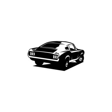 Ford Mustang araba silueti. logo, rozet için izole edilmiş beyaz arka plan