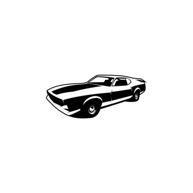 Mustang araba için hazır logo şablonu. Mustang araba bağlantılı iş logosu silueti için mükemmel bir logo.