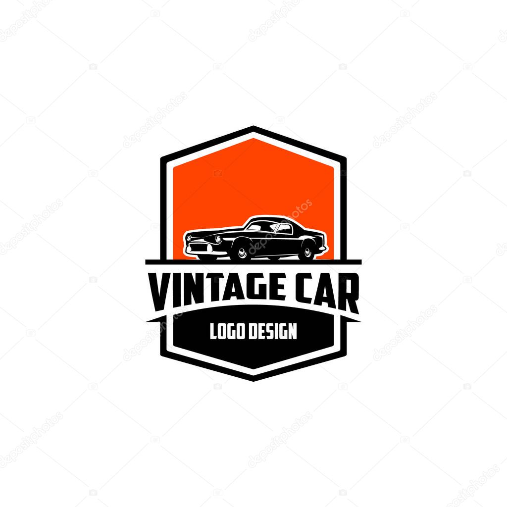 Hodrod Car logo design. Emblem concept, Black and white isolated vector.