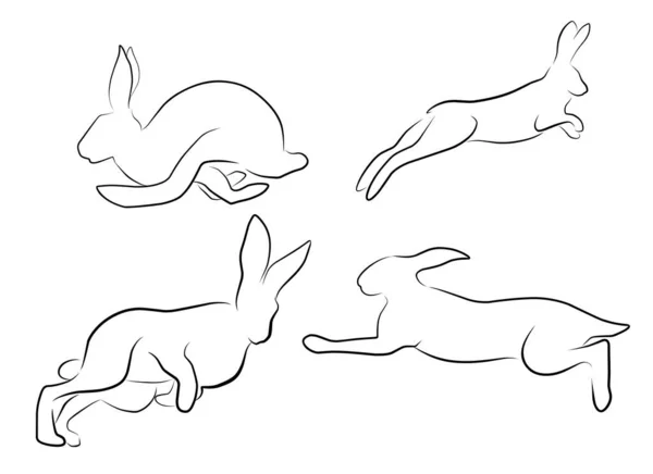 兔的连续单线绘图 可编辑的中风 最小向量的说明 — 图库矢量图片