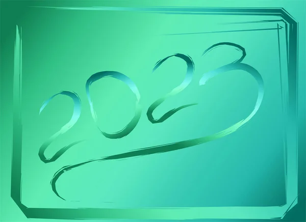 緑色のネオンは黒を背景に2023年の色 ベクターイラスト — ストックベクタ