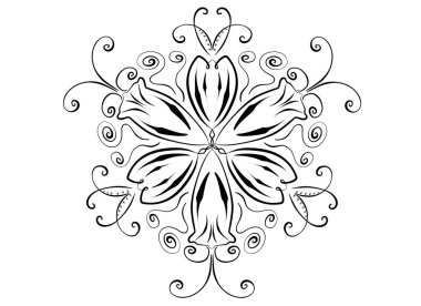 Çiçekler tasarım için siyah etnik unsurları özetliyor