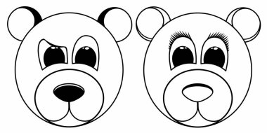 set girl and boy bear line art, you are free to give color to this bear. cute bear line art, you are free to give color to this bear