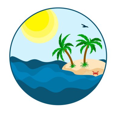 Tropical island with palm trees. Summer vacation. Vector illustration.