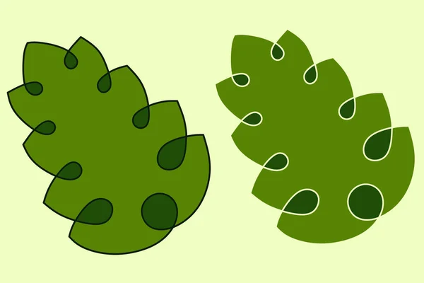 Set Green Leaves Vector Illustration — стоковый вектор