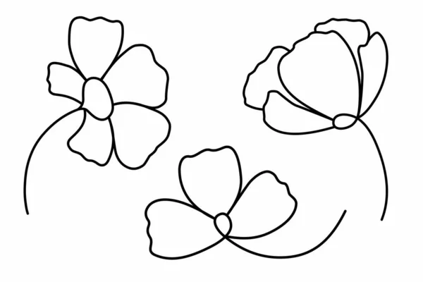 Bir satır tasarım siluet flowers.vector şekil