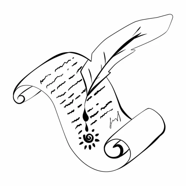 Schreiben Stift Text Unterschrift Siegel Tinte Scrollvektorsymbol — Stockvektor