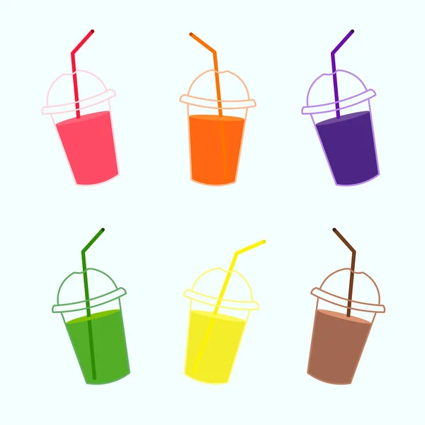 Illustration Cocktails Smoothie Aux Fruits Frais Paquet Différents Jus Emporte — Image vectorielle