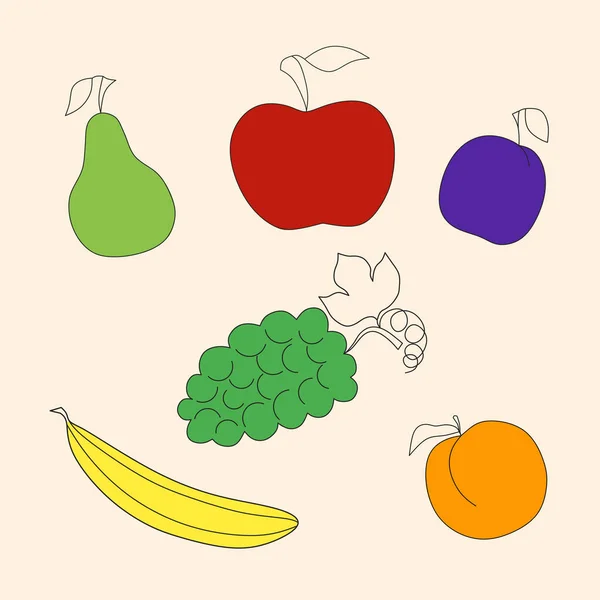 Lindos Colores Brillantes Colecciones Vectores Frutas Conjunto Frutas Establecen Frutas — Vector de stock