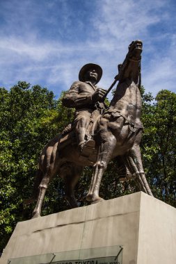Goiania City 'nin Sivil Meydanı' nda Pedro Ludovico Teixeira 'nın heykeli ortaya çıktı. 29 Ocak 2018 'de, Goiania, Brezilya.