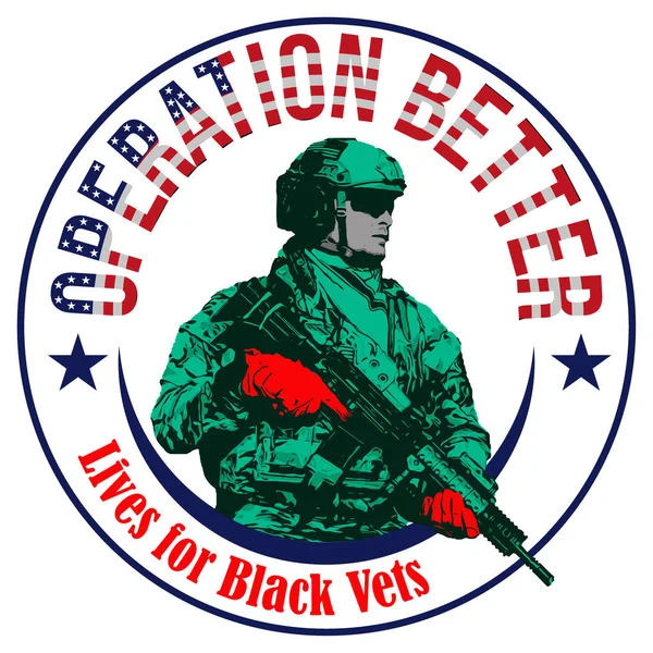 Tüfekli asker ve Amerika Birleşik Devletleri bayrağı.