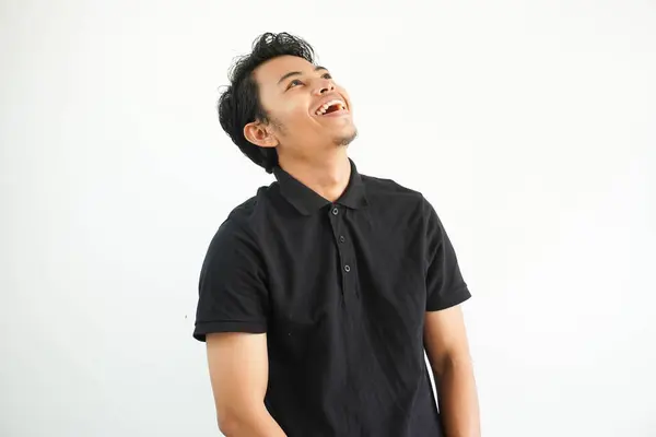 Jong Aziatisch Aziatisch Man Ontspannen Gelukkig Lachen Nek Gestrekt Tonen — Stockfoto