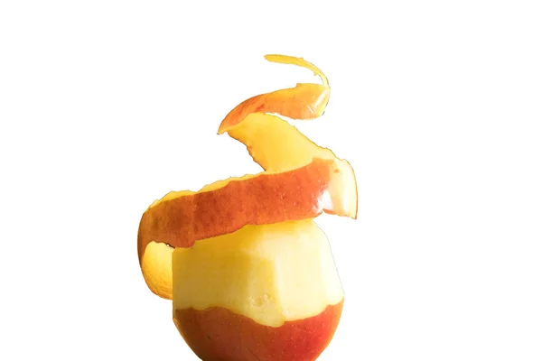 stock image Peel of apple stands spiral in the air