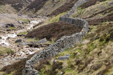 Yorkshire Dales kırsalında taş duvar