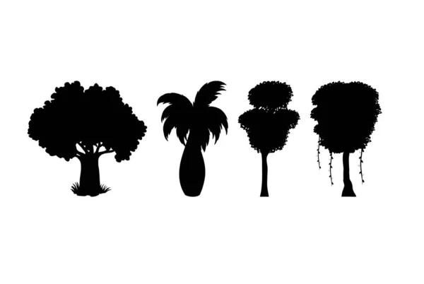 Mångfald Träd Inställda Vit Bakgrund Vektor Illustration — Stock vektor