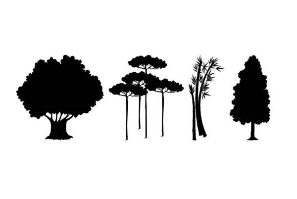 Diversiteit Van Bomen Witte Achtergrond Vector Illustratie — Stockvector
