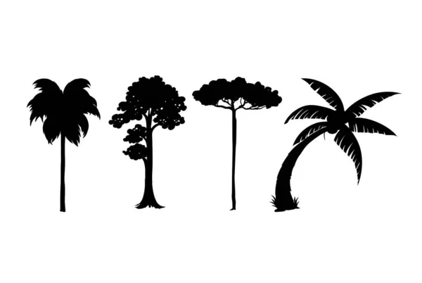 Mångfald Träd Inställda Vit Bakgrund Vektor Illustration — Stock vektor