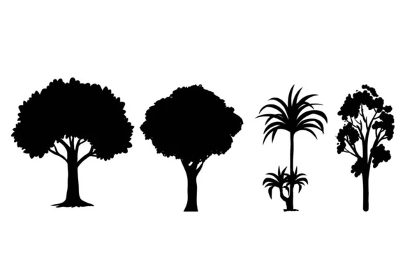 Diversiteit Van Bomen Witte Achtergrond Vector Illustratie — Stockvector